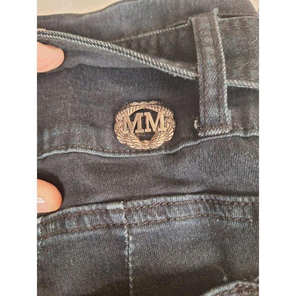 Mitzi Michel Button Front Jeans Juniors 15 Flare Black High Rise Belted 30x33 - Picture 11 of 11